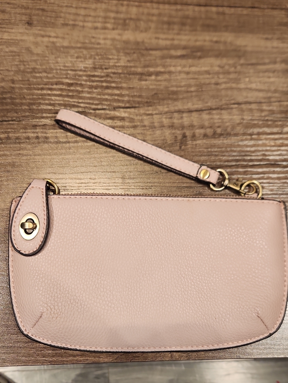 EUC Joy Susan Classic Wristlet Clutch in Light Pink Vegan Leather